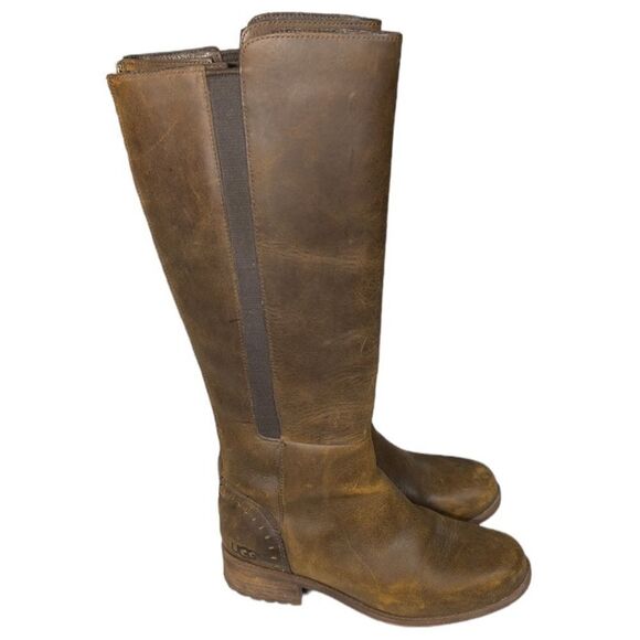 UGG Shoes - UGG Vinson Brown Leather Zip Equestrian horse Riding Boots 1012511 Womens 8